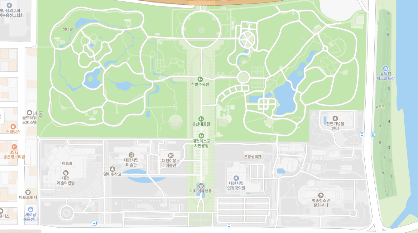 대전엑스포시민광장 출발지 지도